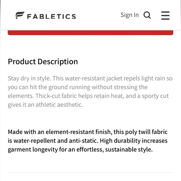 Fabletics Only Coach’s Button Water Resistant Jacket with Waist Elastics Size L - Picture 11 of 12